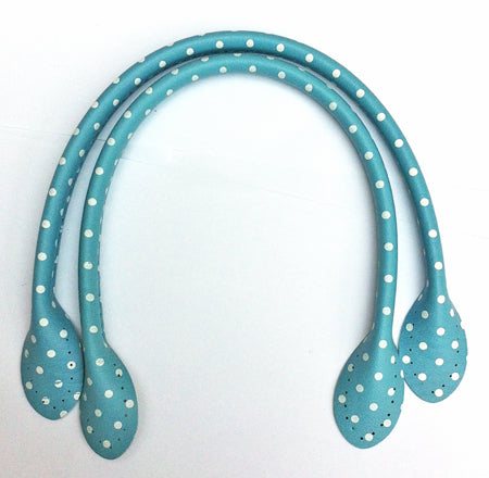 Blue polka dot bag handles 30cm