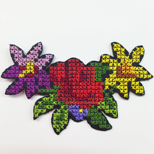 Cross Stitch Flowers Motif