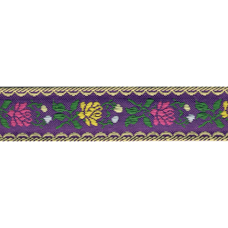 Flower Jacquard Ribbon 23mm 90 Purple
