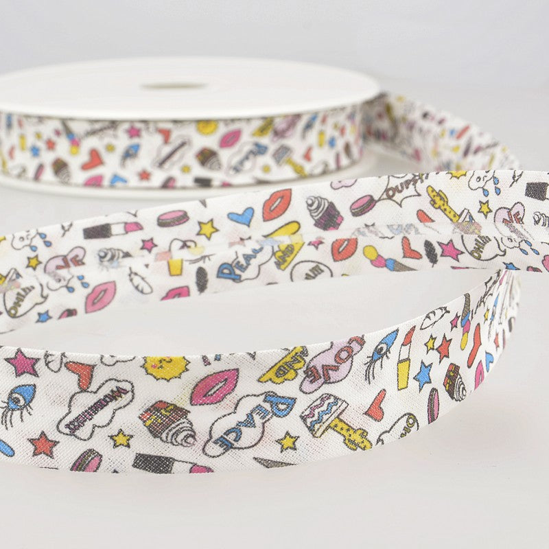 Pop Art Cartoon Bias 20mm : White