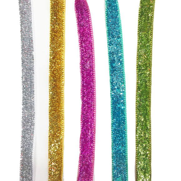 Glitter Lurex Tape Ribbon  077- Cerise 10mm