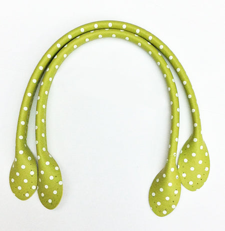 Green polka dot bag handles 30cm