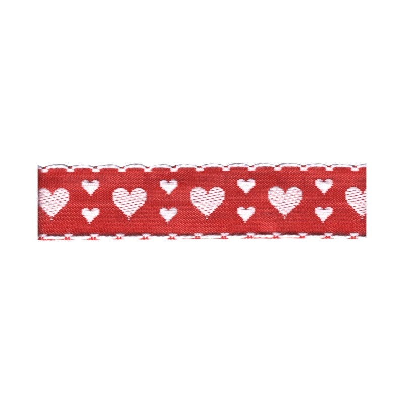 Heart Picot Ribbon Red & White