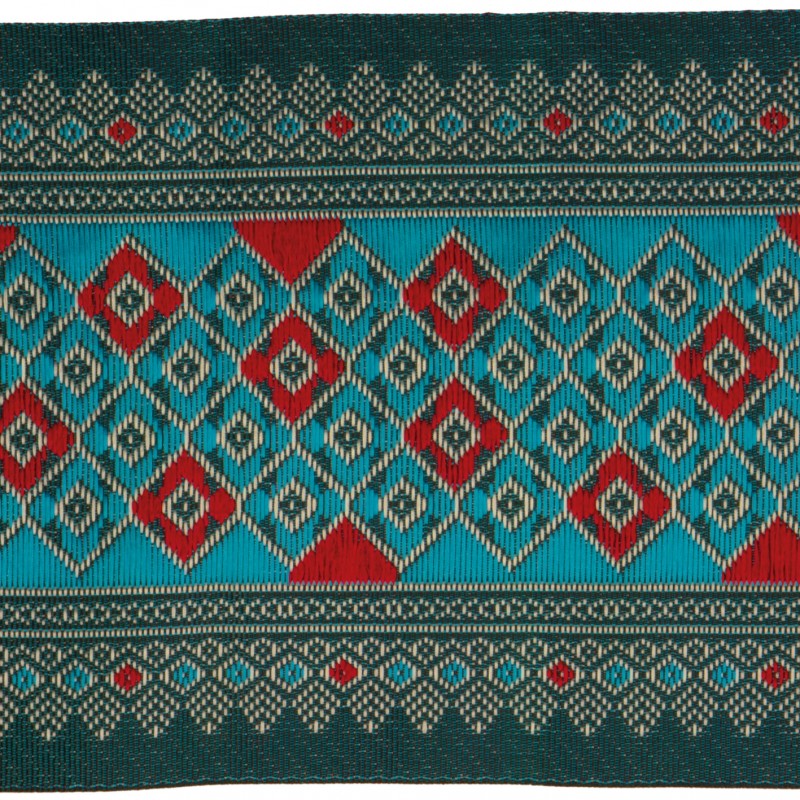 Wide Diamond Jacquard Trim 100mm 20 Turquoise
