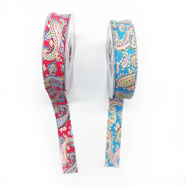 Paisley Bias Binding Red 05