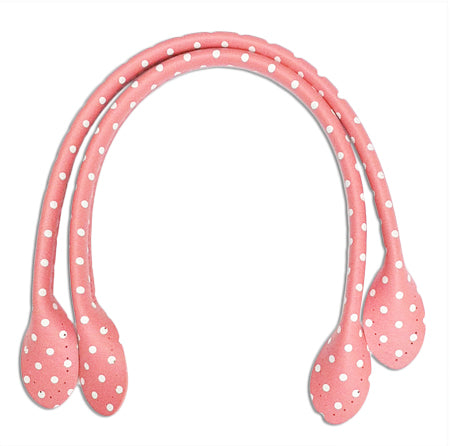 Pink polka dot bag handles 30cm