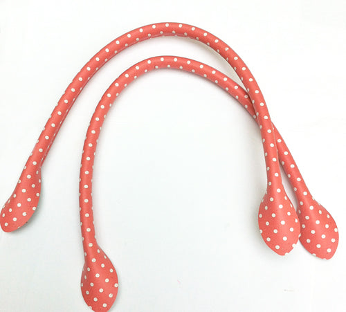 Pink polka dot bag handles 40cm