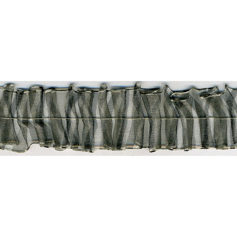 Pleated Voile Trim 38 Black and White