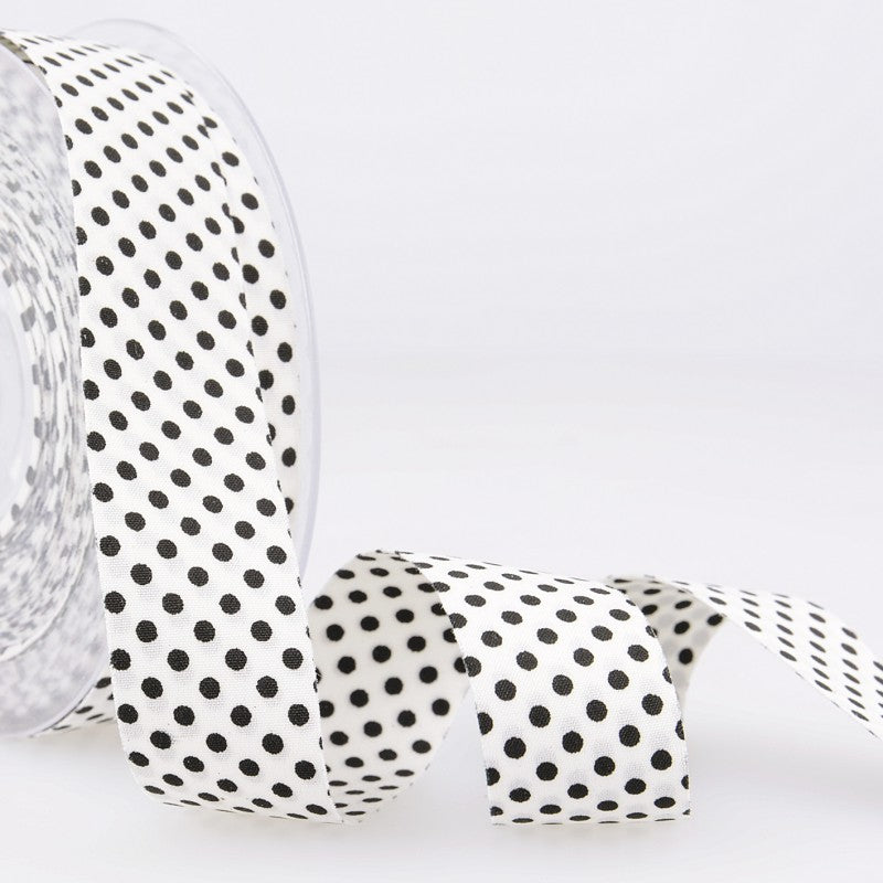 Dotty double sided Polka Dot Ribbon 25mm Black and White