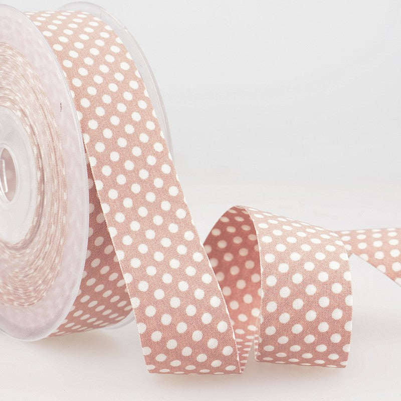 Dotty double sided Polka Dot Ribbon 25mm Vintage Pink