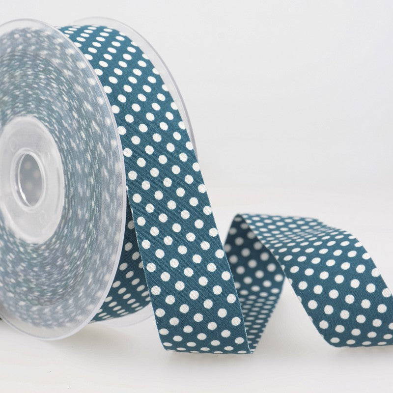 Dotty double sided Polka Dot Ribbon 25mm Teal