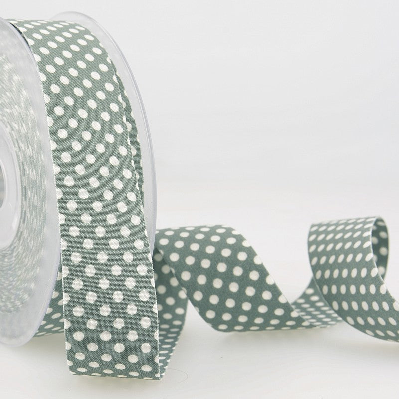 Dotty double sided Polka Dot Ribbon 25mm Eau de Nil