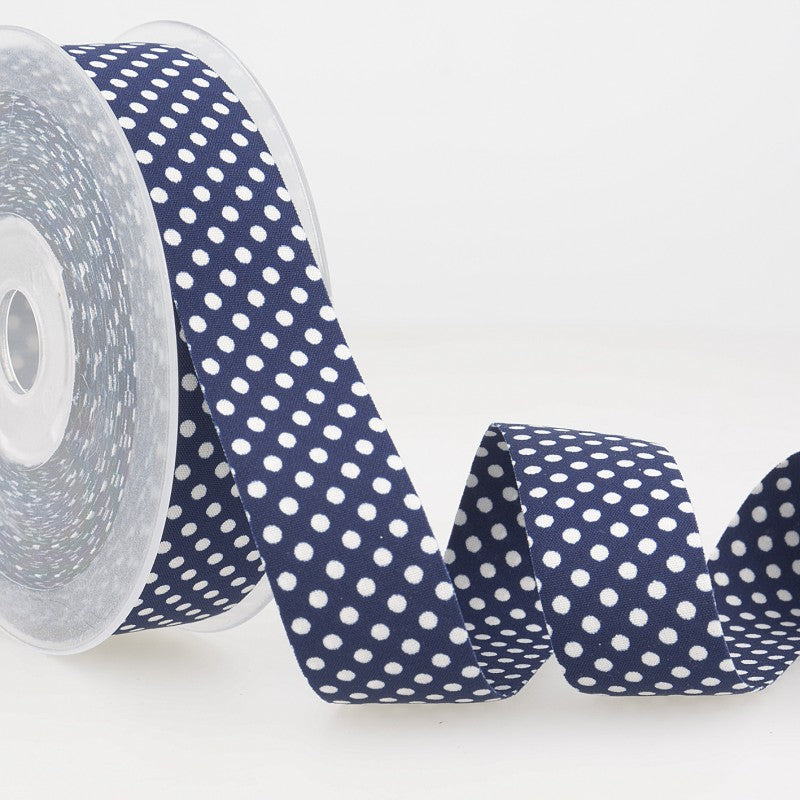 Dotty double sided Polka Dot Ribbon 25mm Navy