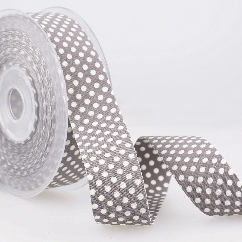 Dotty double sided Polka Dot Ribbon 25mm Grey
