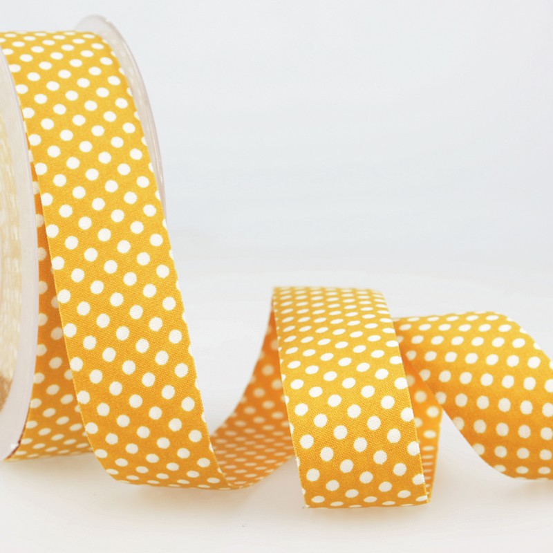 Dotty double sided Polka Dot Ribbon 25mm Mustard