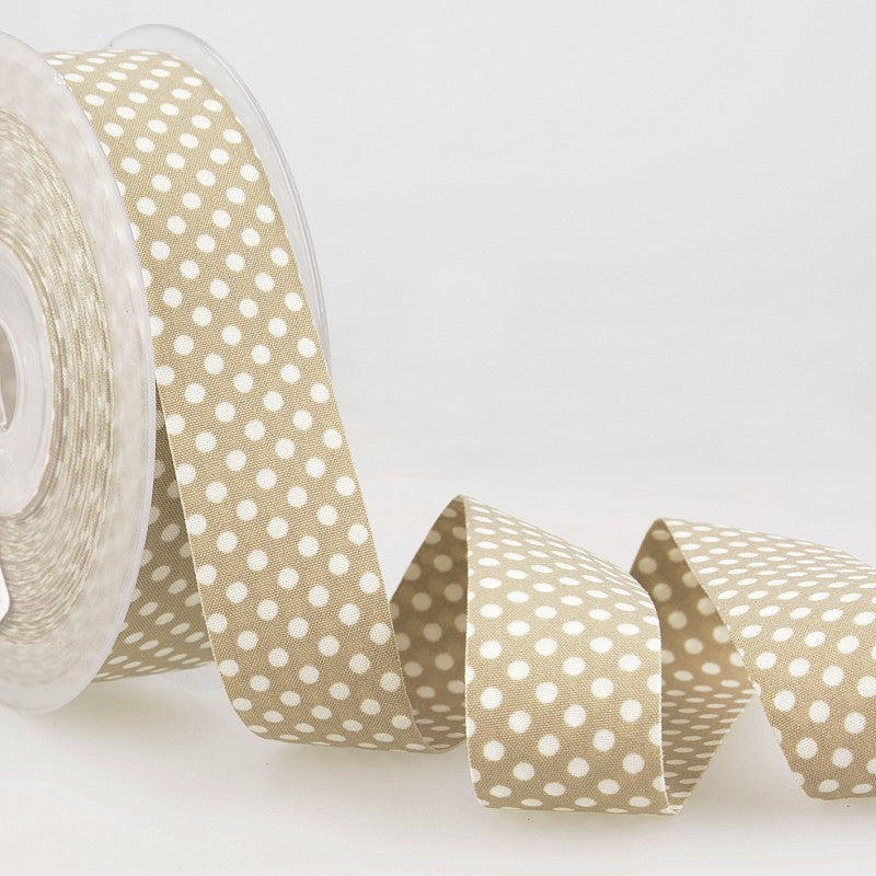 Dotty double sided Polka Dot Ribbon 25mm Beige