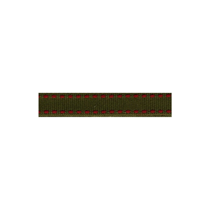 12mm Tiret ribbon 153 olive with red stitch