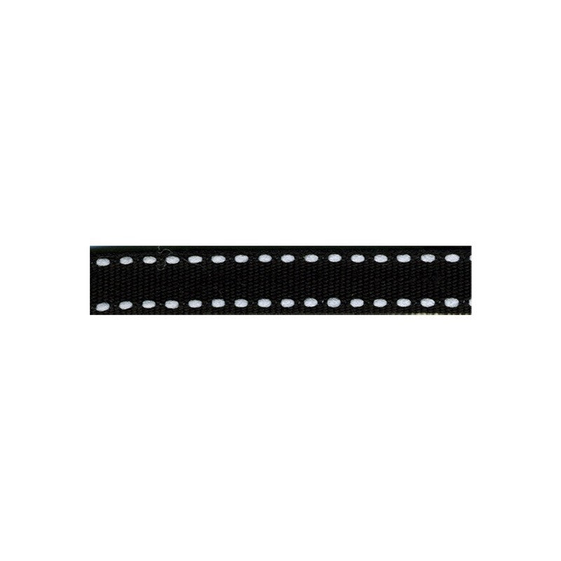 12mm Tiret ribbon 114 black with white stitch
