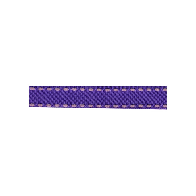 12mm Tiret ribbon 190 purple with pink stitch