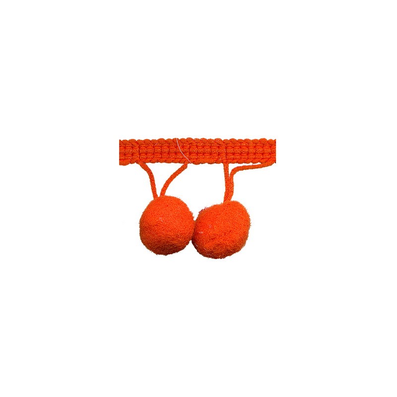 Pompom Trim 25mm Tangerine