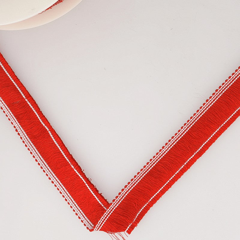 Simple Fringe Trimming 25mm : Bright Red