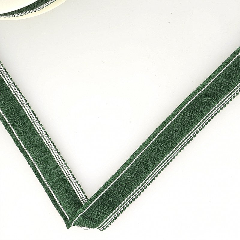 Simple Fringe Trimming 25mm : Racing Green