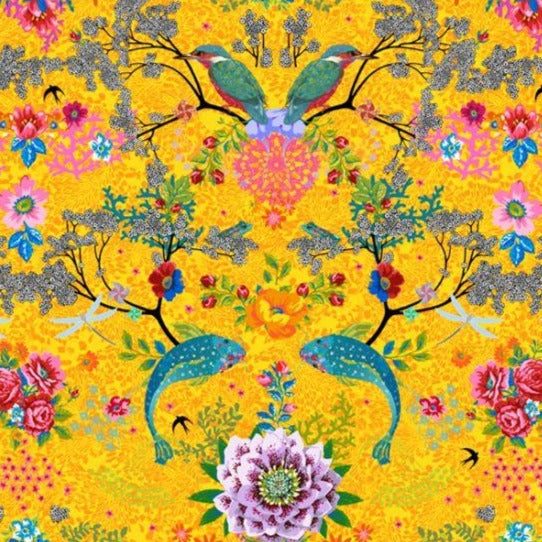 Half Metre : Odile Bailloeul VELVET Enchanted Pond Yellow
