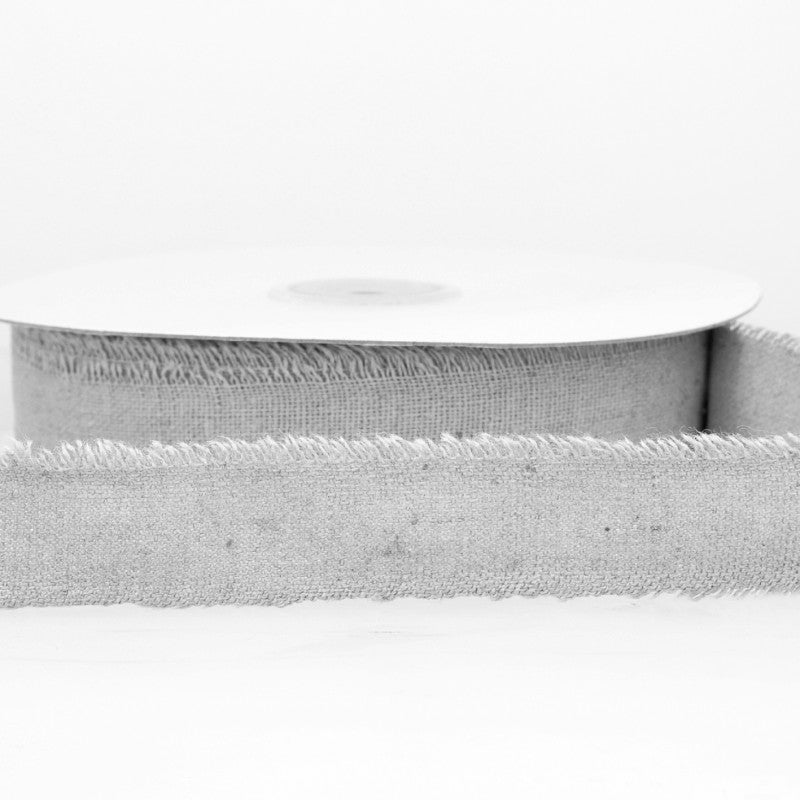 Frayed Hessian look Ribbon : Grey