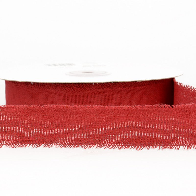 Frayed Hessian look Ribbon : Red