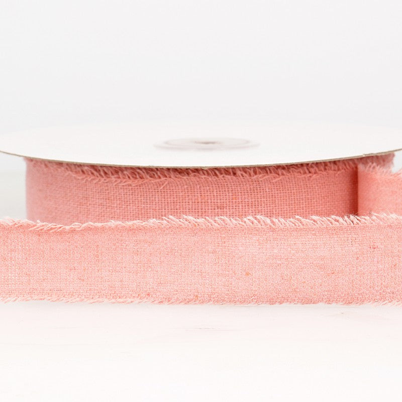 Frayed Hessian look Ribbon : Pink