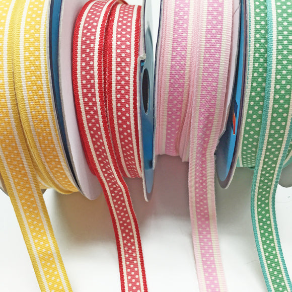 Retro polka dot ribbon 008 red 13mm